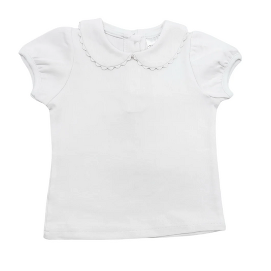 Girls Short Sleeve Scallop Collar Shirt