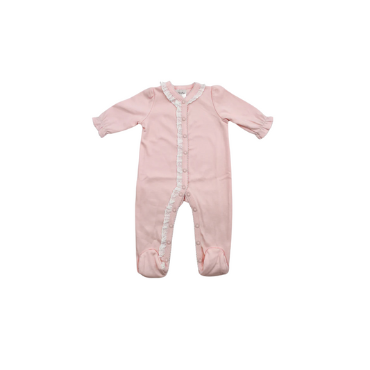 Pink Lace Trim Footie