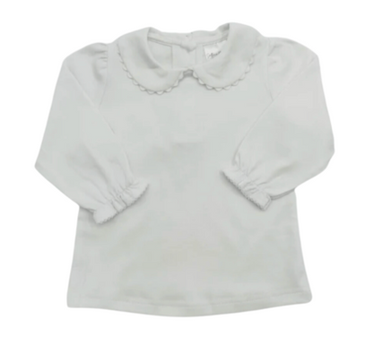 Girls Long Sleeve Scallop Collar Shirt