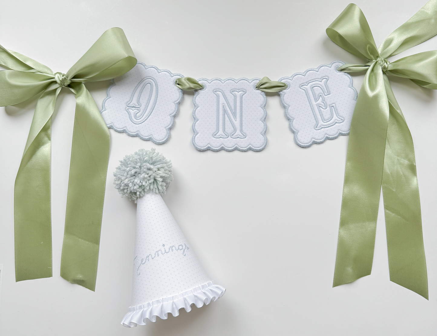 Light Blue Bitty Dot Applique Party Suite (Cake Topper Included)