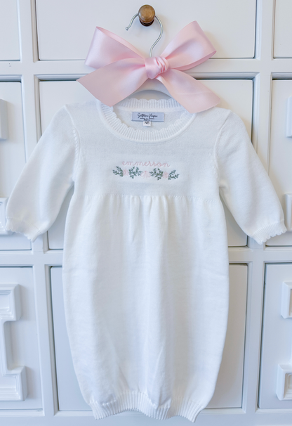 Scalloped Newborn Knit Gown