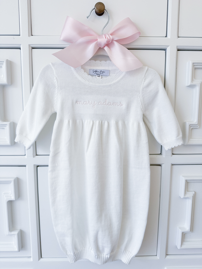 Scalloped Newborn Knit Gown