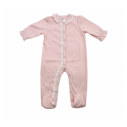 Pink Lace Trim Footie